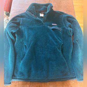 Patagonia Women’s Fleece Pullover Snap-T size medium. Teal.